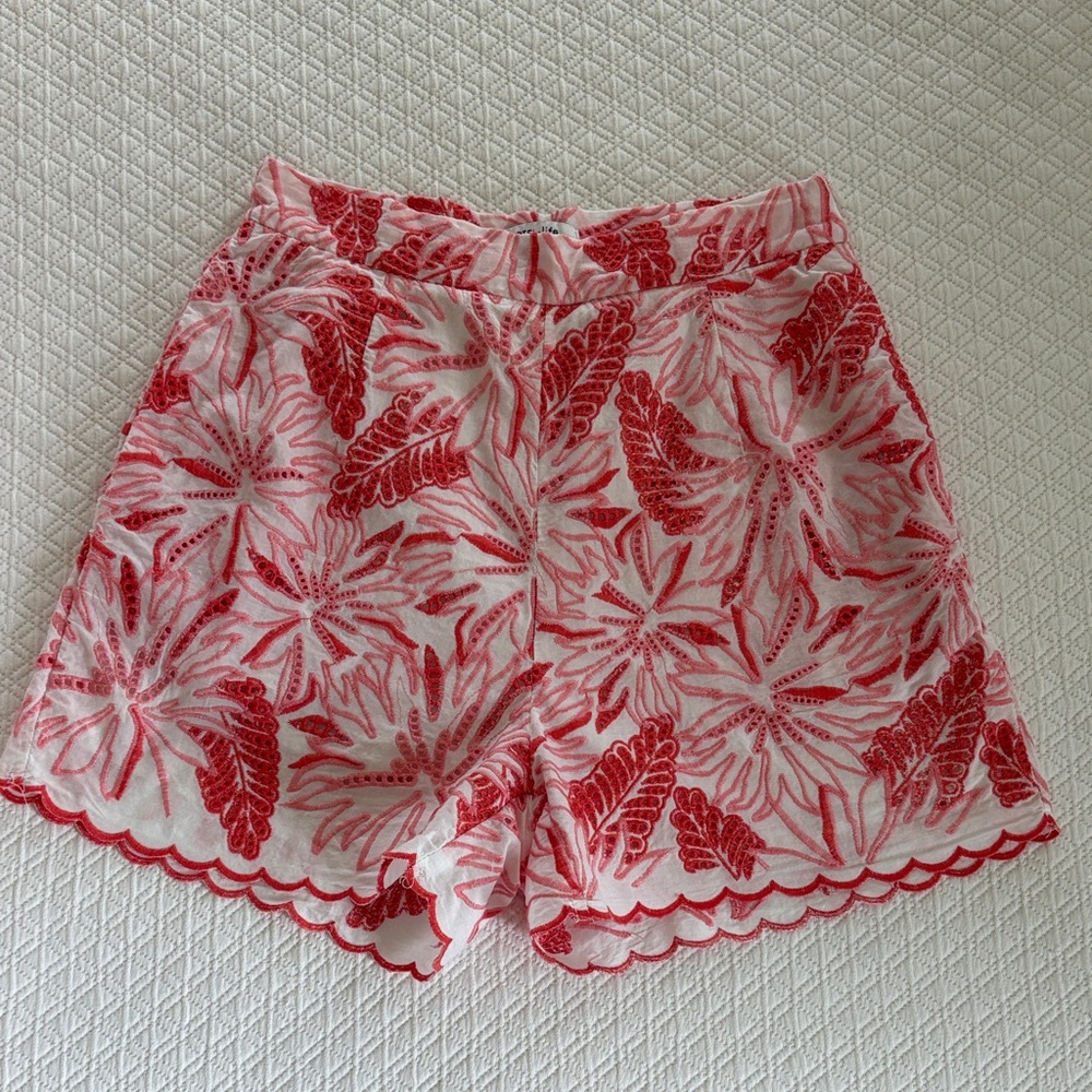 Elegant Red Floral High Waist Women's Shorts